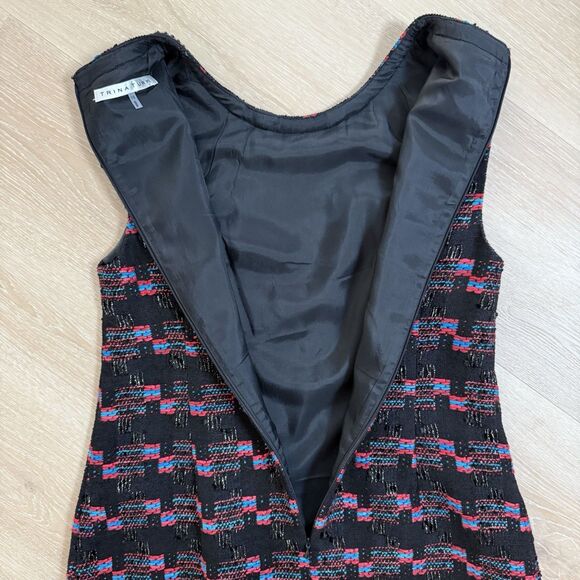 Trina Turk Womens Good Night Tweed Sleeveless Sheath Dress Black Red Blue Sz 12 - Picture 5 of 8